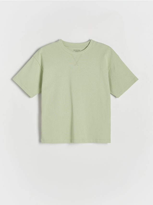 Reserved - tricou oversized din bumbac - verde-pal