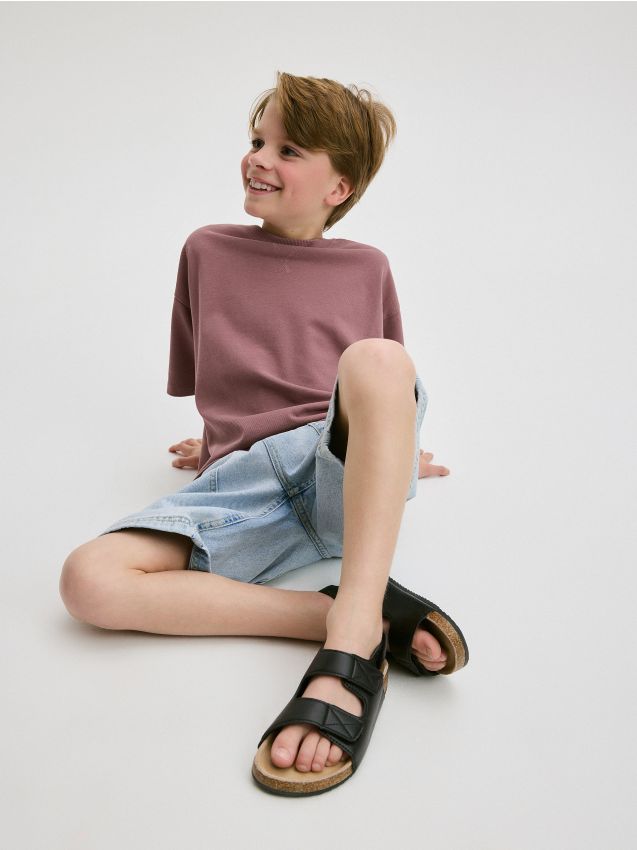 Reserved - tricou oversized din bumbac - violet-prună