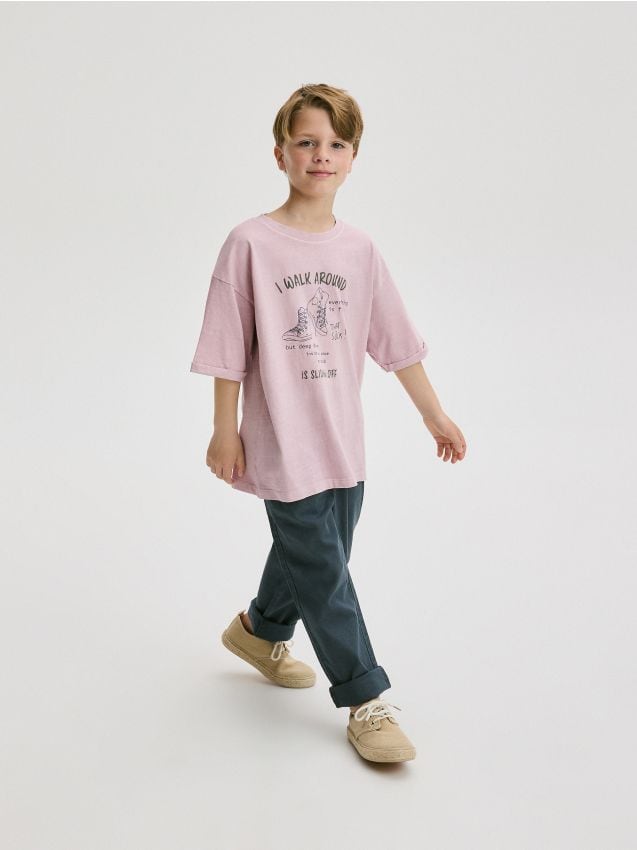 Reserved - tricou oversized cu imprimeu - violet-orhidee