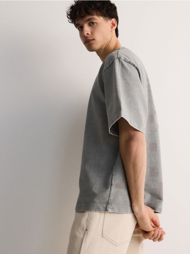 Reserved - tricou boxy - gri deschis