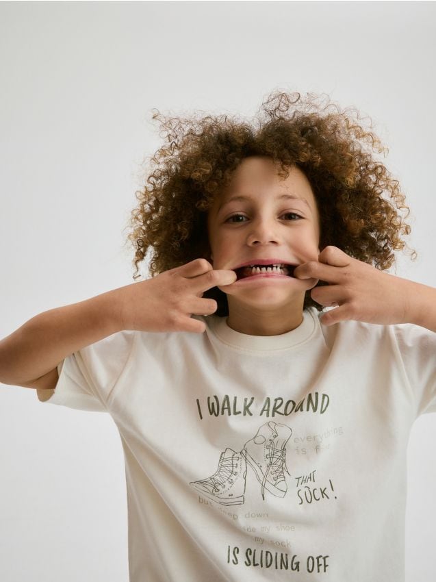 Reserved - set de 3 tricou din bumbac - crem