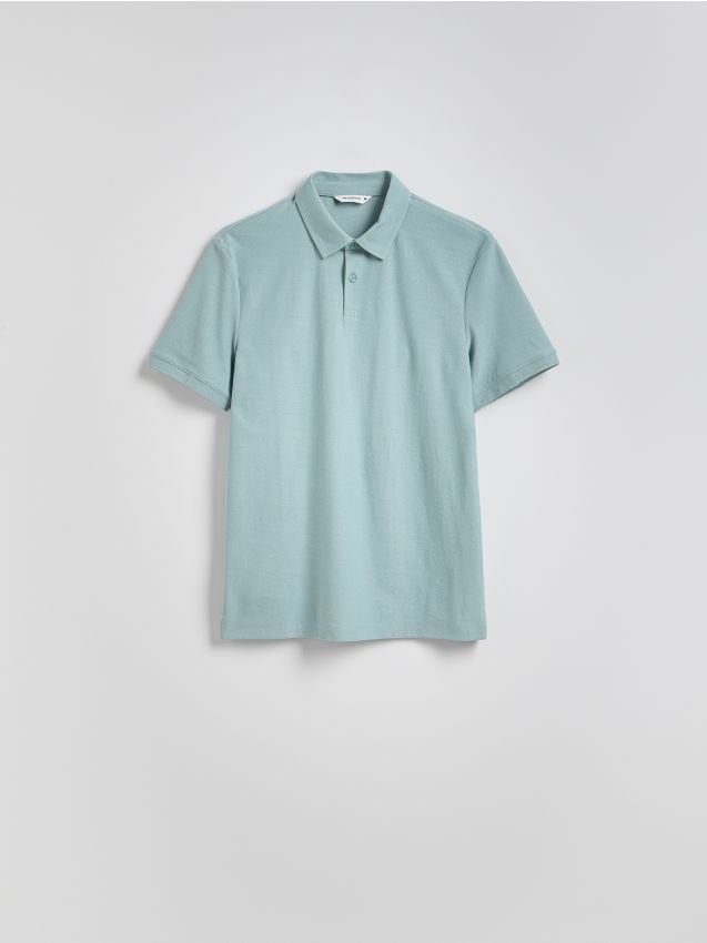 Reserved - Tricou polo din bumbac mercerizat - turcoaz-deschis