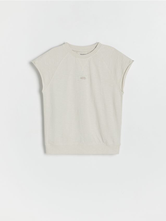 Reserved - tricou oversized din bumbac - bej