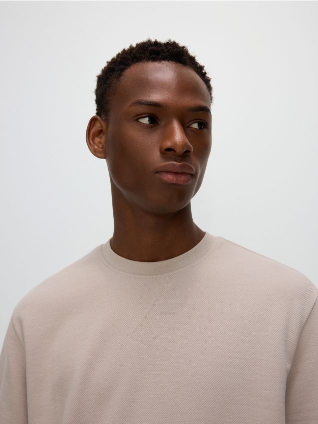 Reserved - tricou structurat oversized - bej