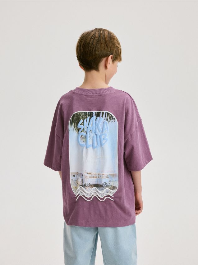 Reserved - tricou oversized cu buzunar - violet