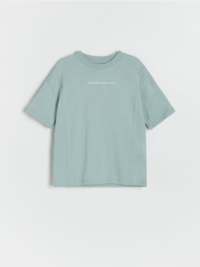 Reserved - tricou oversized, cu conținut ridicat de bumbac - turcoaz-deschis
