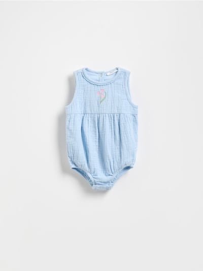 Muslin bodysuit with embroidery
