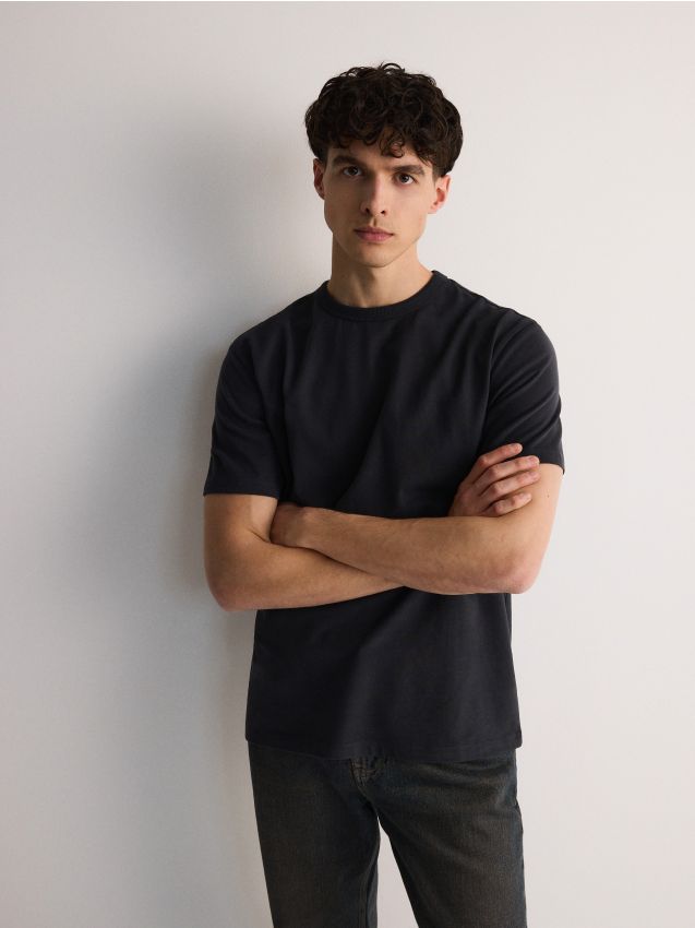 Reserved - tricou comfort fit - negru-antracit