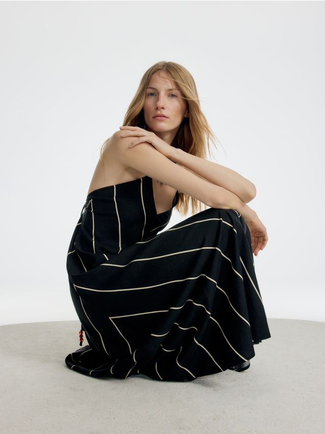Mini dress with linen blend - RESERVED
