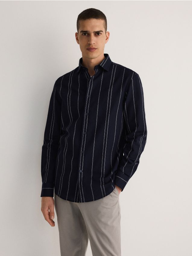 Camicia regular fit in misto lino - RESERVED