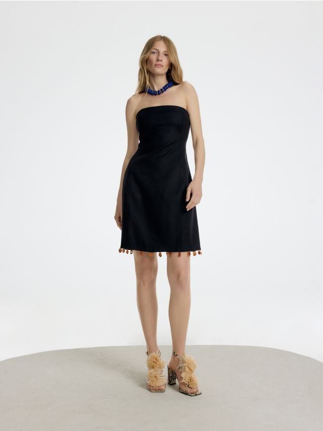 Linen blend mini dress - RESERVED