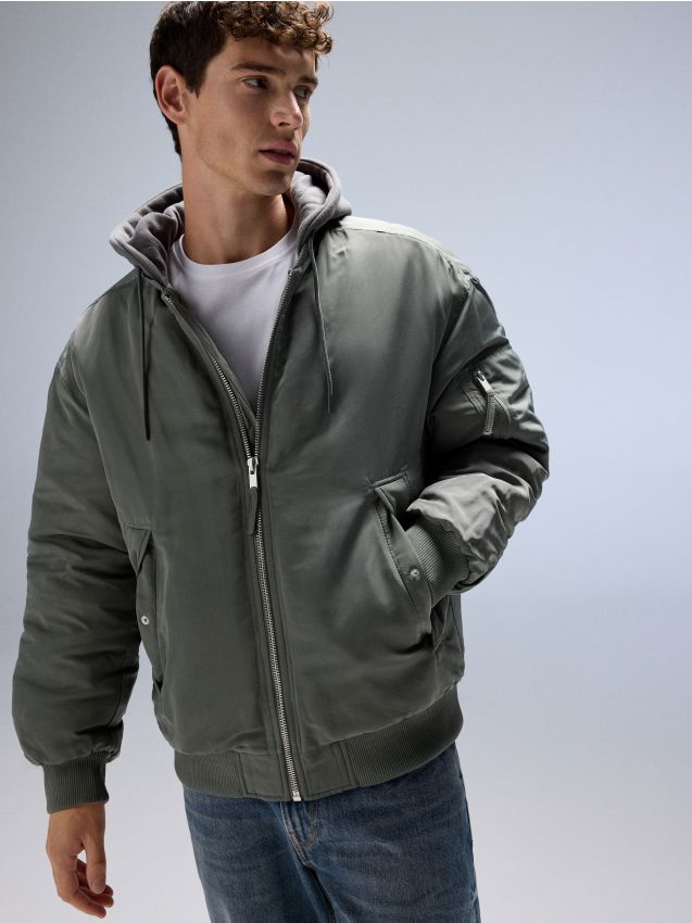 Bomber jacket with hood - RESERVED
