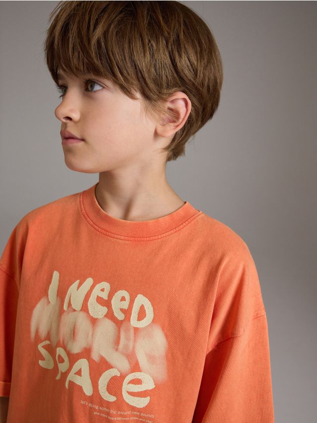 Reserved - tricou oversized din bumbac - corai