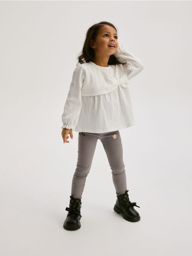 Cotton blouse with stand up collar - RESERVED