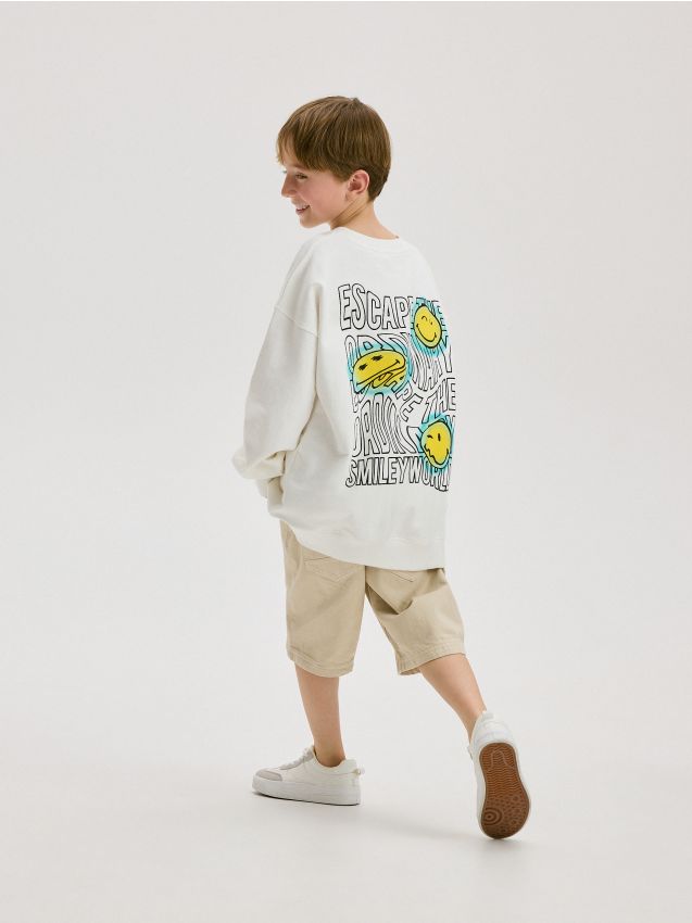 Reserved - bluză sport smileyworld®, oversized - crem