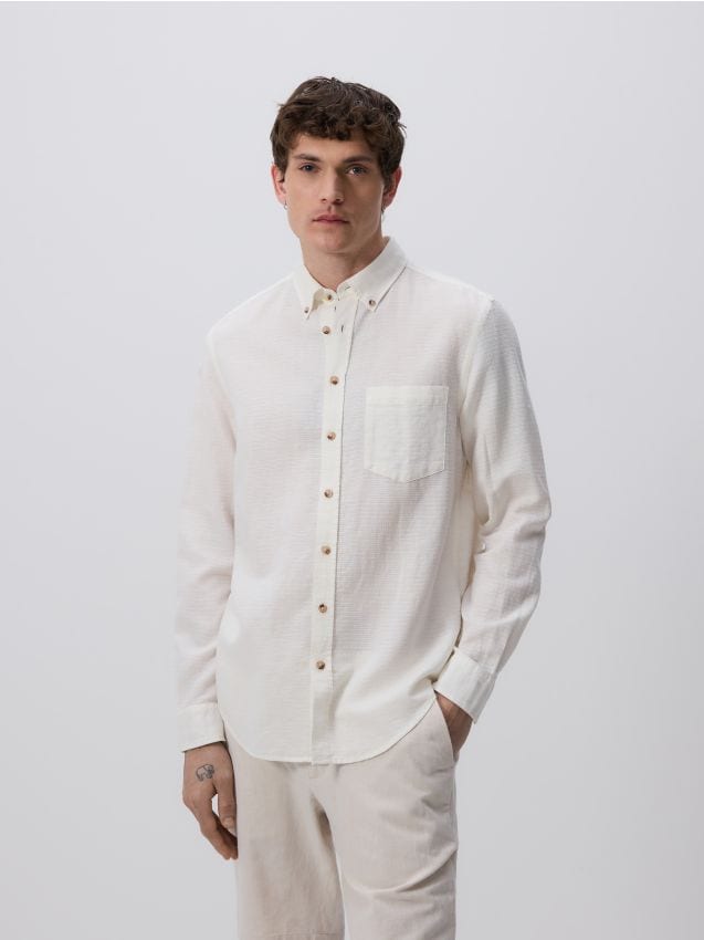 Regular fit linen blend shirt - RESERVED