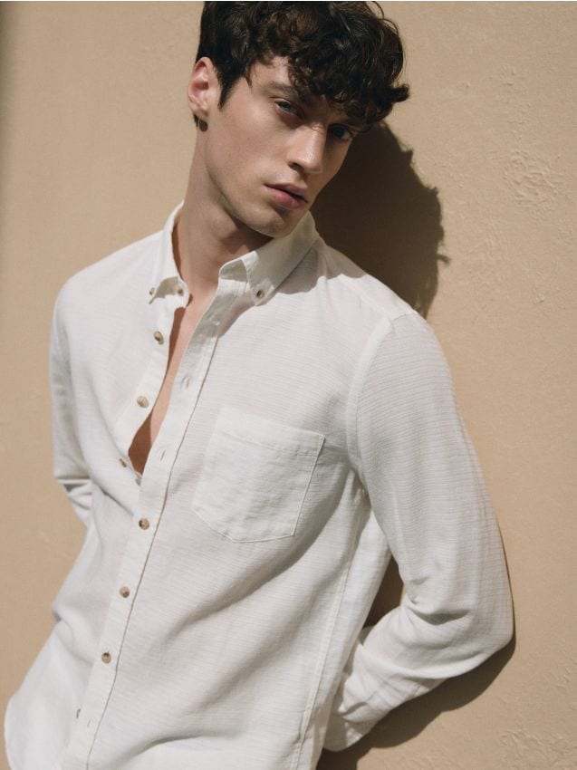 Regular fit linen blend shirt - RESERVED