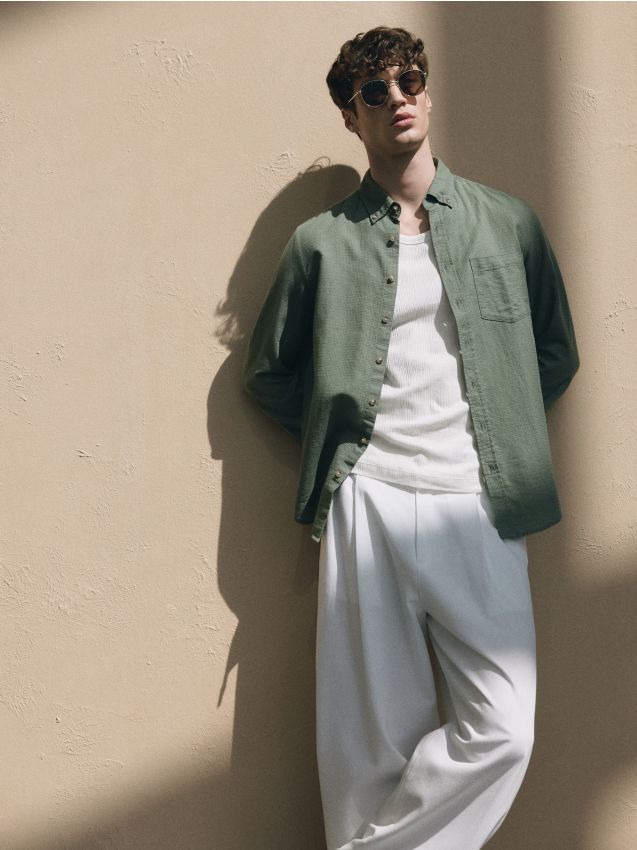Regular fit linen blend shirt - RESERVED