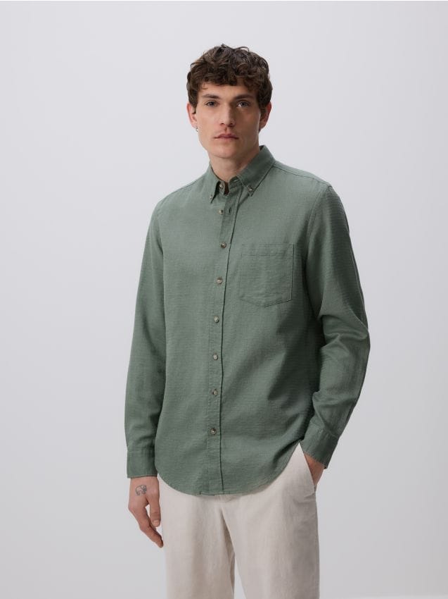 Regular fit linen blend shirt - RESERVED