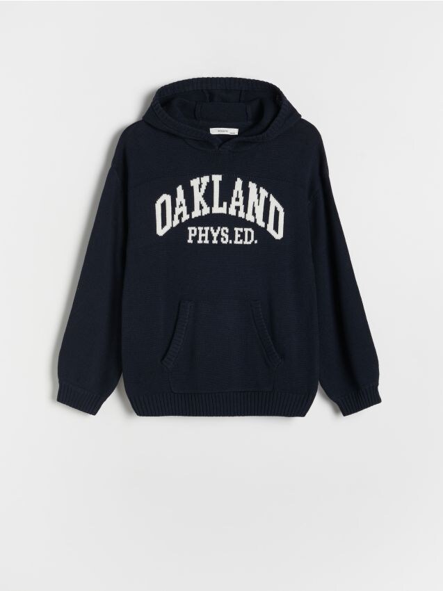 Reserved - pulover oversized cu jacard - bleumarin