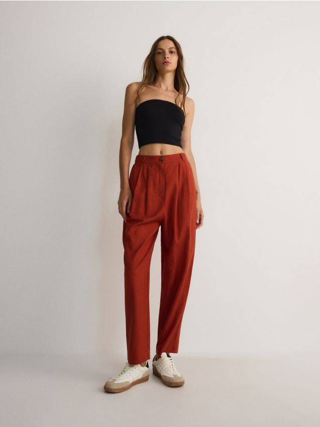 Reserved - ladies` trousers - portocaliu