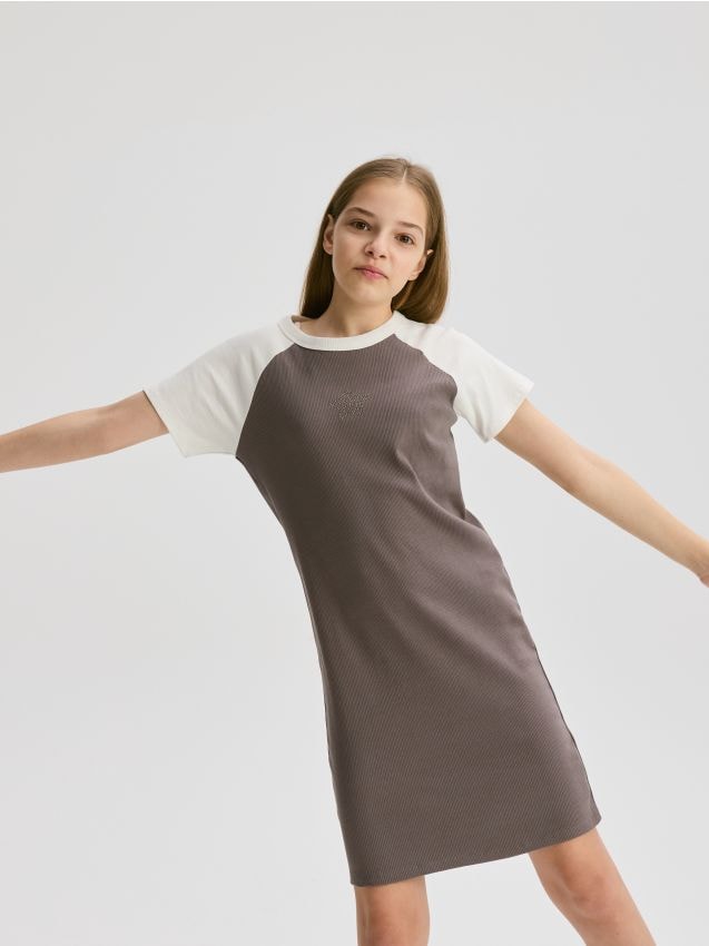 Reserved - Rochie reiată - gri-închis