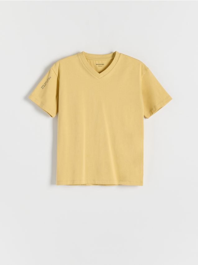 Reserved - tricou cu imprimeu - galben-pal
