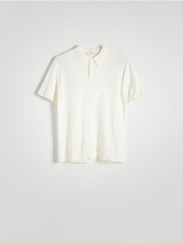 Reserved - pulover cu guler polo - alb
