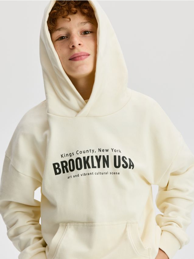 Reserved - Bluză sport oversized cu conținut ridicat de bumbac - crem