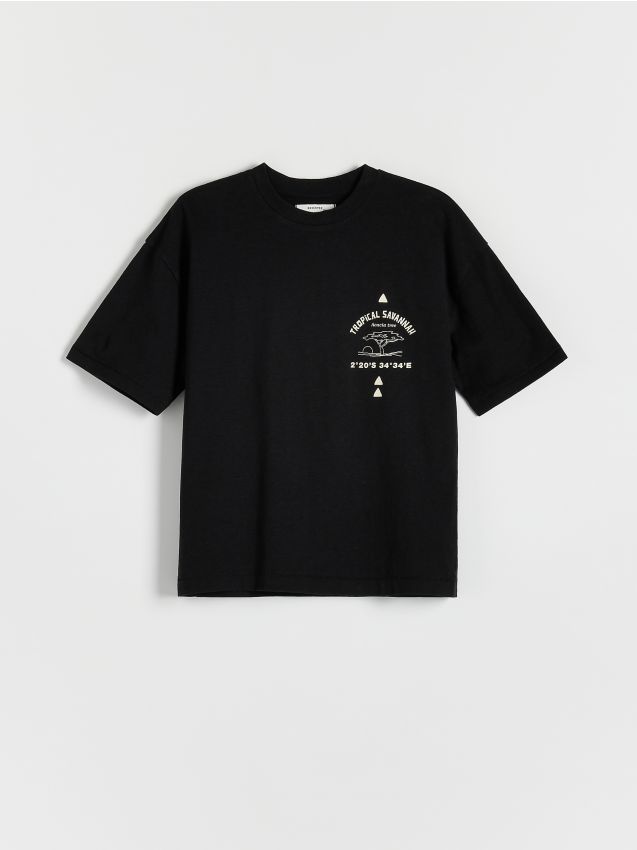 Reserved - tricou cu adaos de in - negru