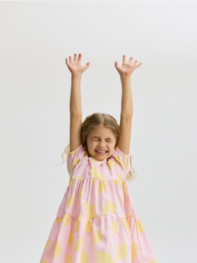 Reserved - Rochie cu model - roz-pastel