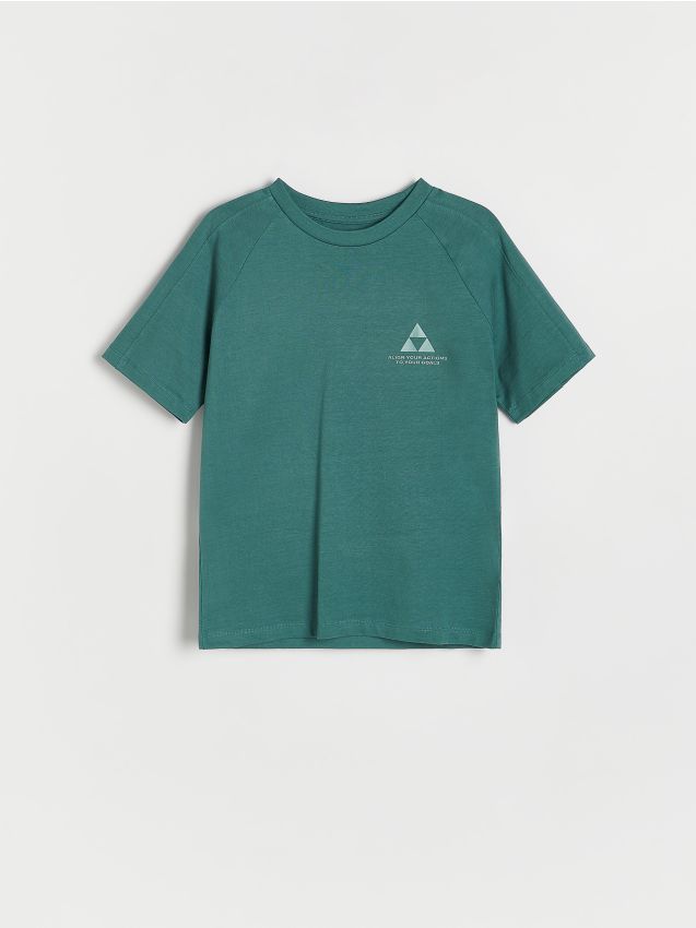 Reserved - tricou oversized din bumbac - albastru-verzui