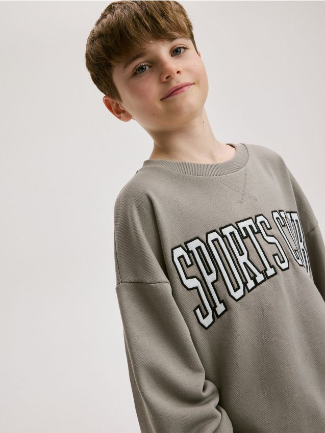 Reserved - tricou oversized cu mânecă lungă - maro