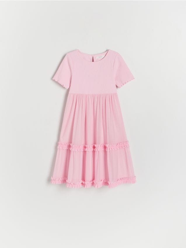Reserved - rochie cu tul în partea de jos - roz