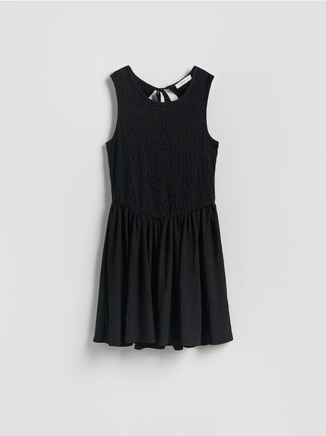 Reserved - Rochie mini legată în talie - negru Reserved - Rochie mini legată în talie - negru