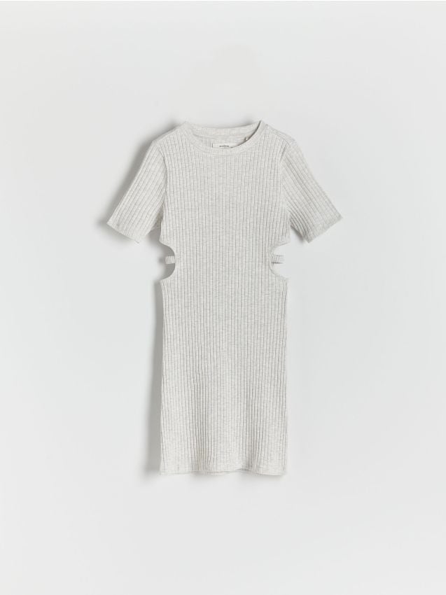 Reserved - rochie cu decupaje în talie - gri deschis