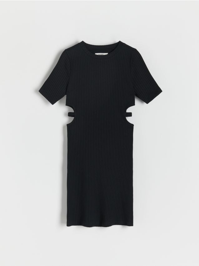 Reserved - rochie cu decupaje în talie - negru