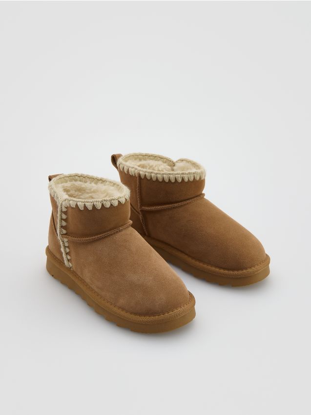 Leather ankle boots with lining - RESERVED