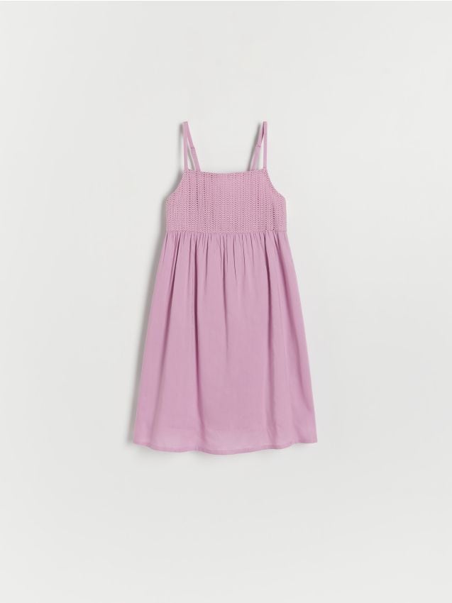 Reserved - rochie mini din muselină - violet-orhidee