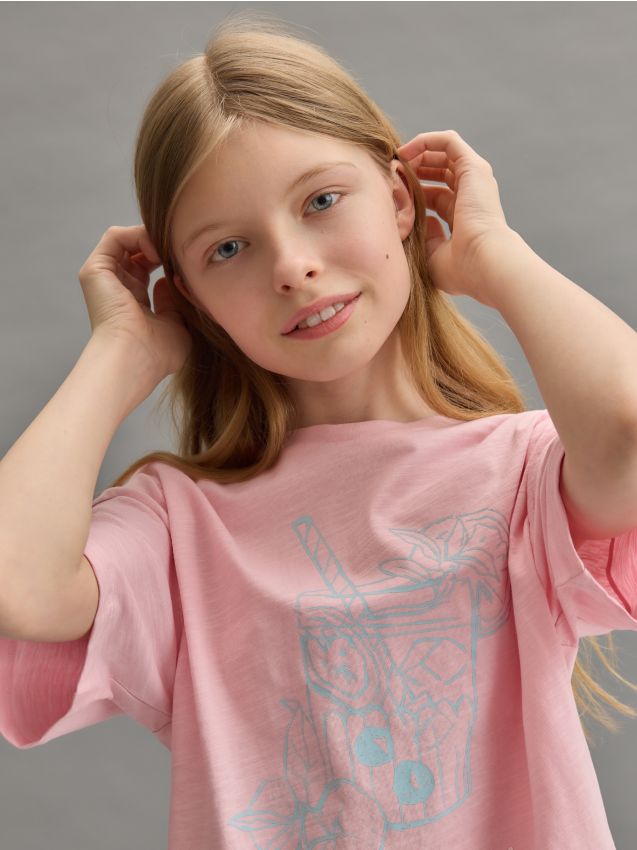 Reserved - Tricou cu imprimeu - roz-pastel