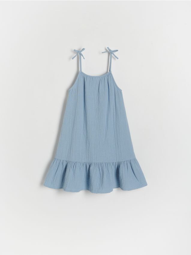 Reserved - rochie din muselină cu bretele - albastru-deschis