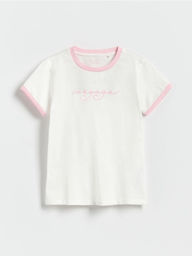 Cotton rich T-shirt with embroidery detail - RESERVED