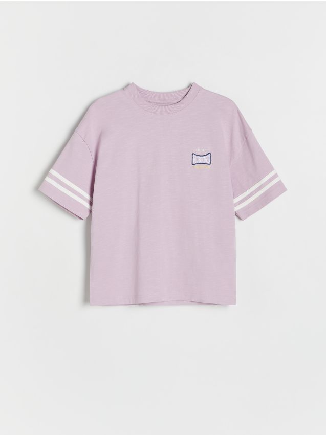 Reserved - tricou oversized cu broderie - lavand