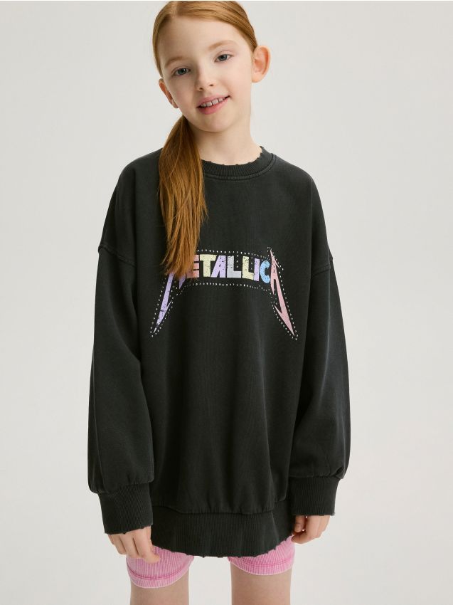 Reserved - bluză sport cu motiv metallica - negru