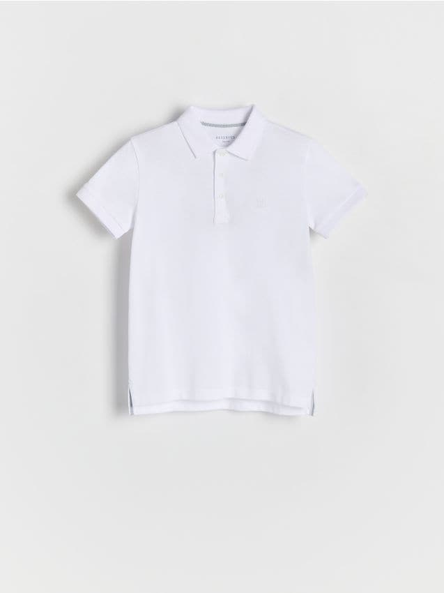 Reserved - tricou polo cu detaliu brodat - alb