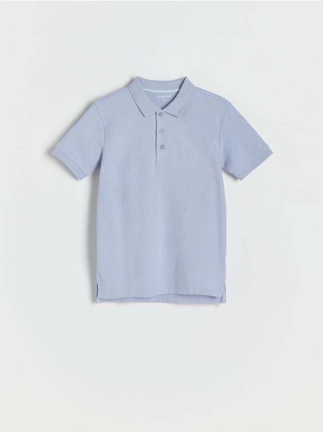 Reserved - tricou polo cu detaliu brodat - albastru-pal