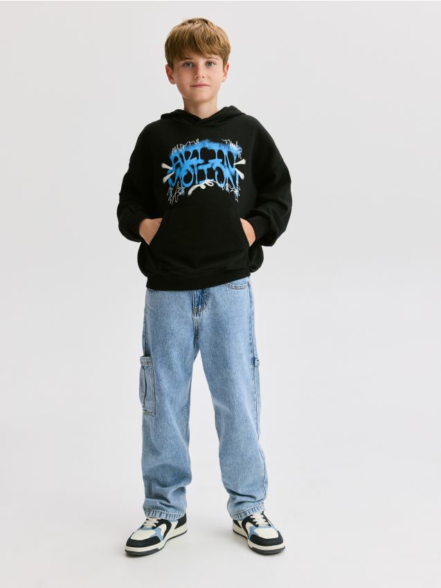 Reserved - BOYS` JOGGING TOP - negru