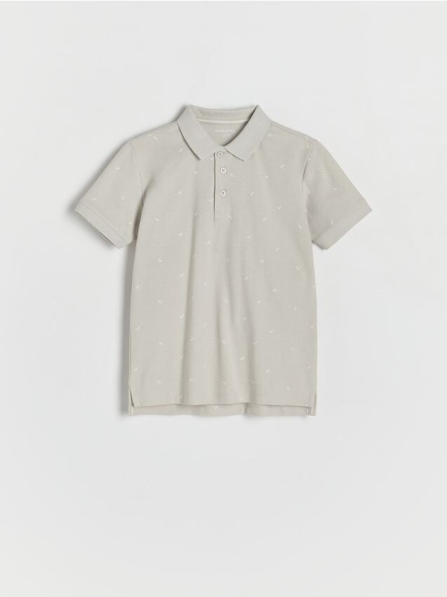 Reserved - tricou polo cu imprimeu - gri deschis