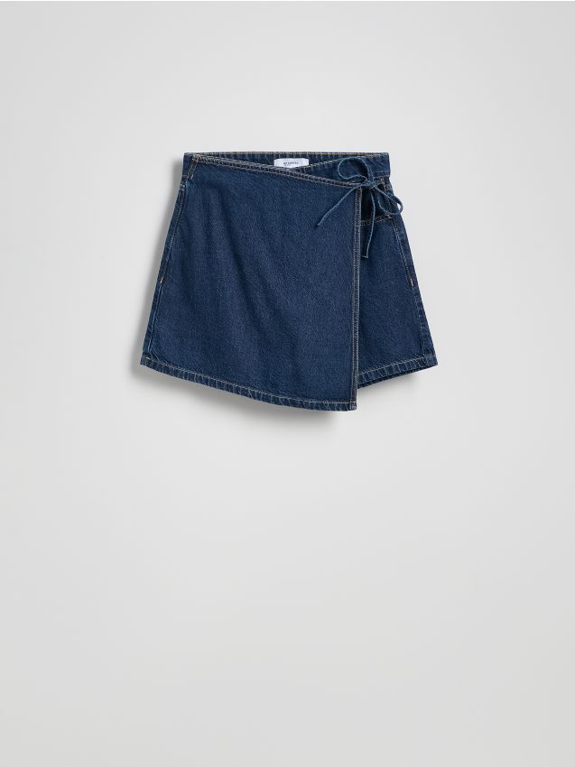 Reserved - Fustă tip tenis din denim - bleumarin
