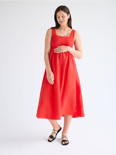 Midikleid aus Leinenmischung